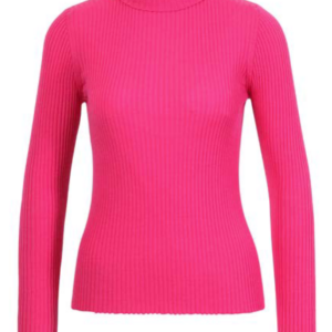 Rippenstrick Rollkragenpulli, gerippter Pulli, pink, warmer Rolli, Wollpulli, Damenpullover