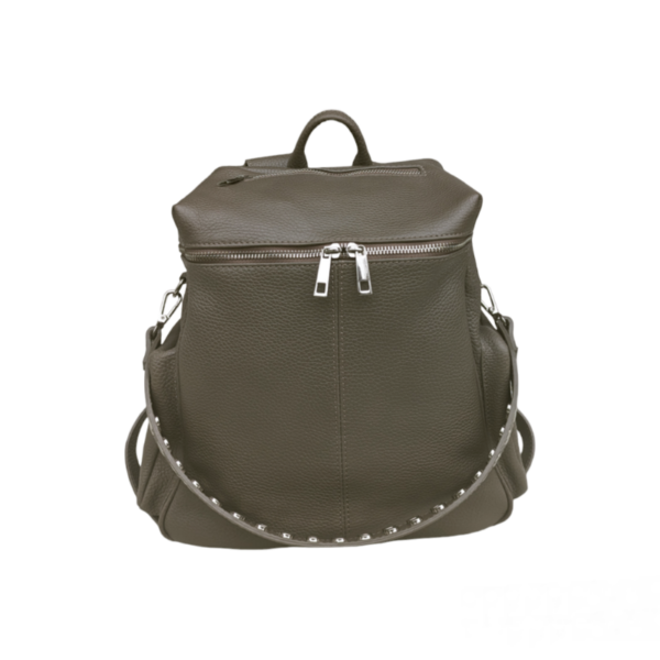 Rucksack, Lederrucksack, Accessoires, Made in Italy, Echt Leder, genarbtes Leder, stylischer Rucksack, Ledertasche, Damentasche, Geschenke für Frauen, Weihnachtsgeschenke für Frauen, grau, taupe